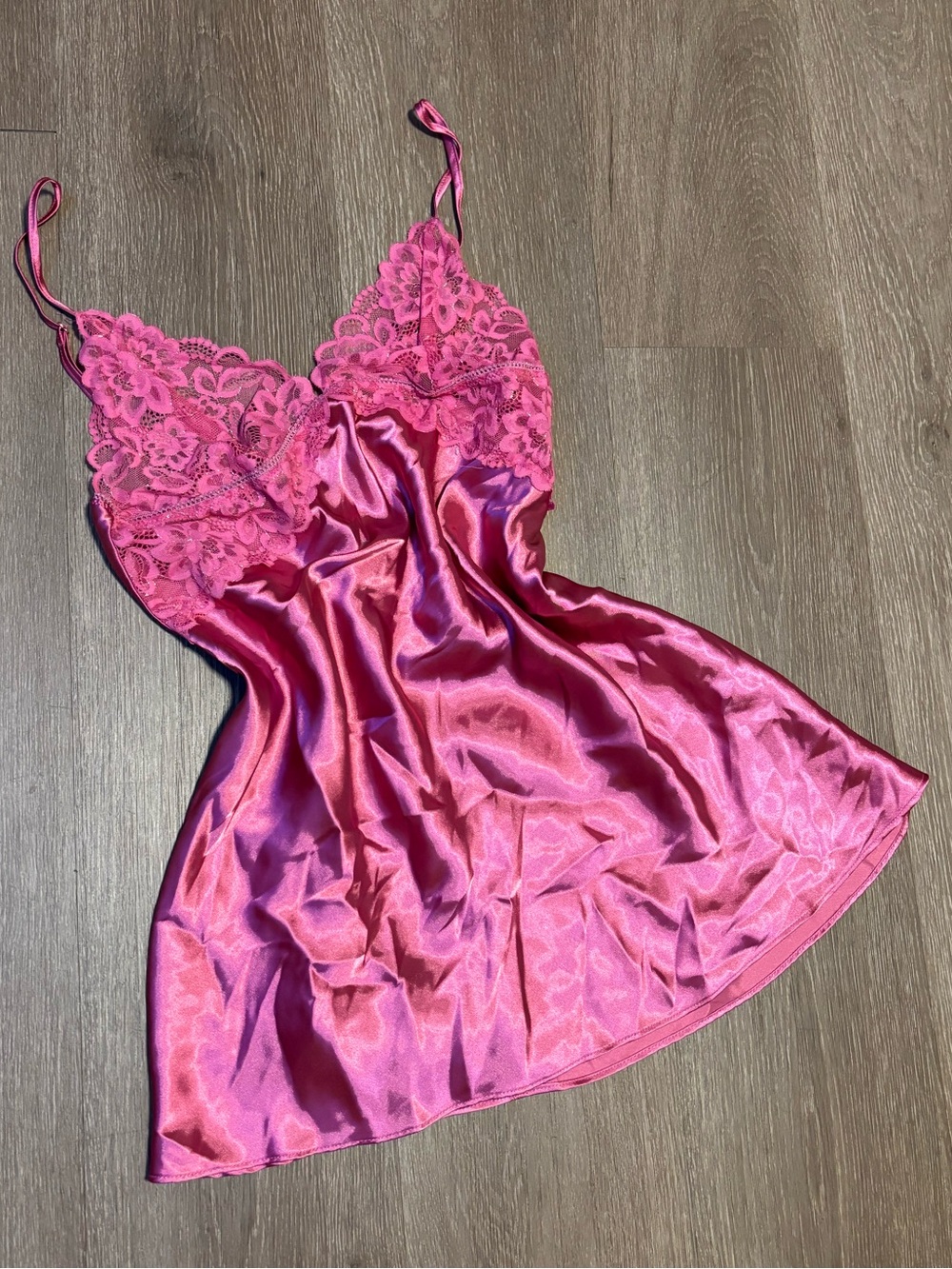 Lace Satin Nightdress - Pink